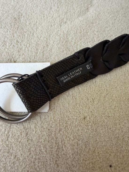 NWT IRO Eunice Braided Black/Bronze Leather Belt Snake Print Sz 80